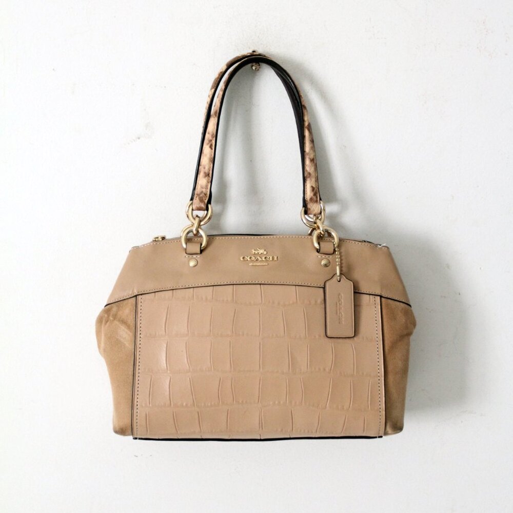 Coach Brooke Carryall Bag in Embossed Leather and Suede Trim